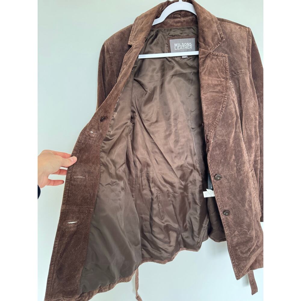 Vintage Wilson’s Genuine Leather Jacket - Women’s Y2K Belted Suede Jacket - Picture 9 of 10